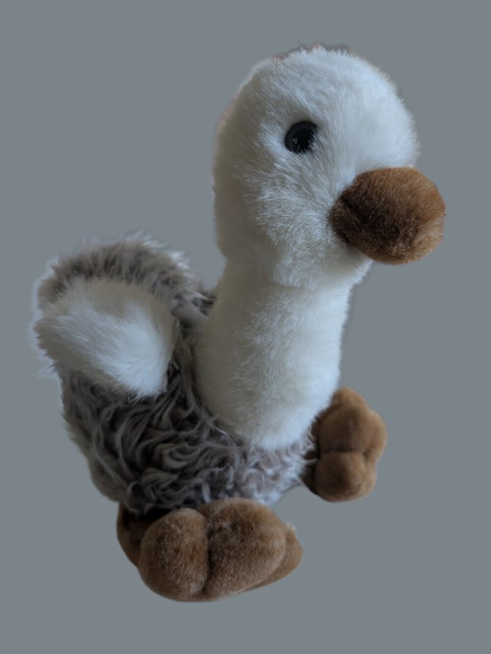 GUND 10" Ostrich Plush 1986 White/Brown Loop Texture